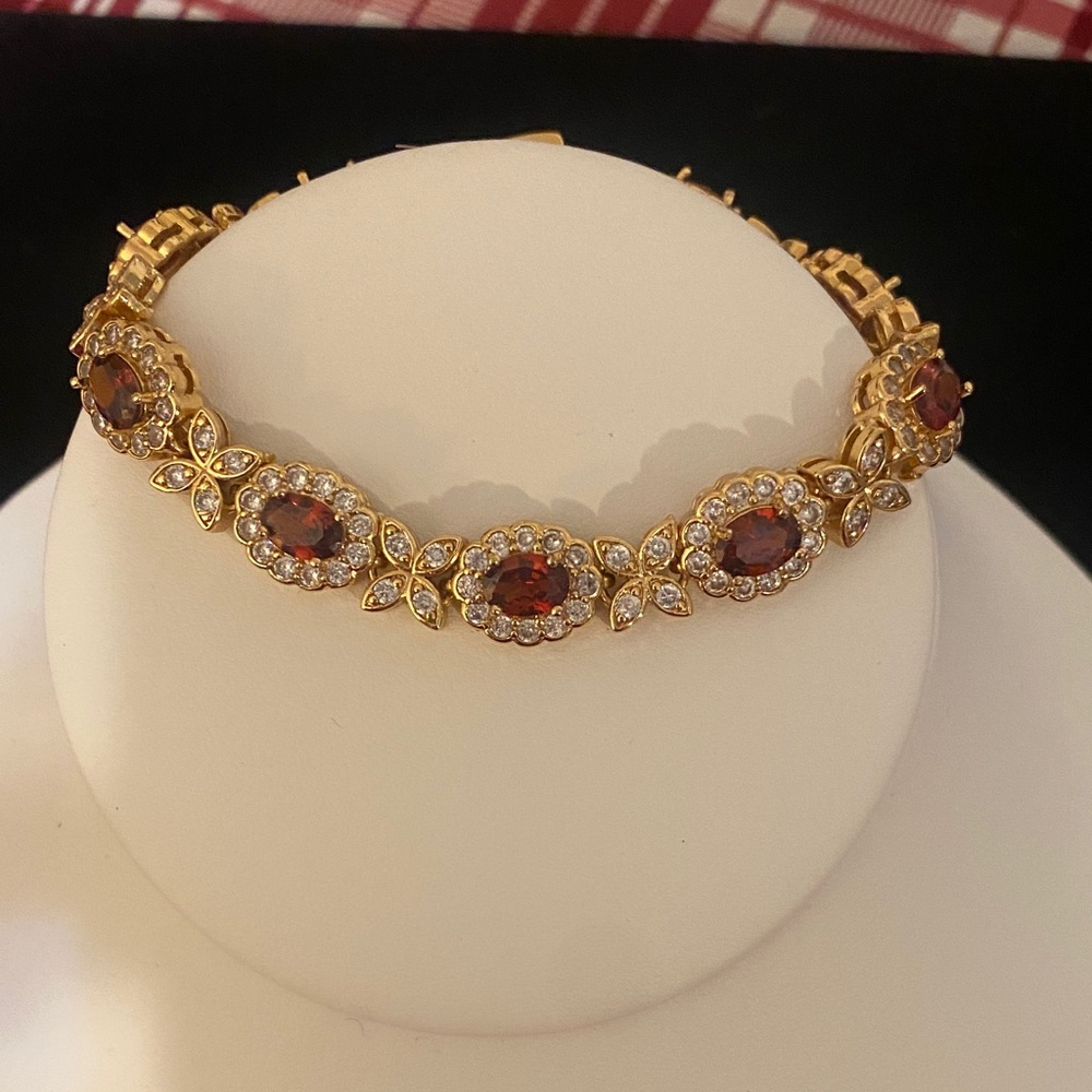 Elegant Gold Filled Red Gemstone Bracelet